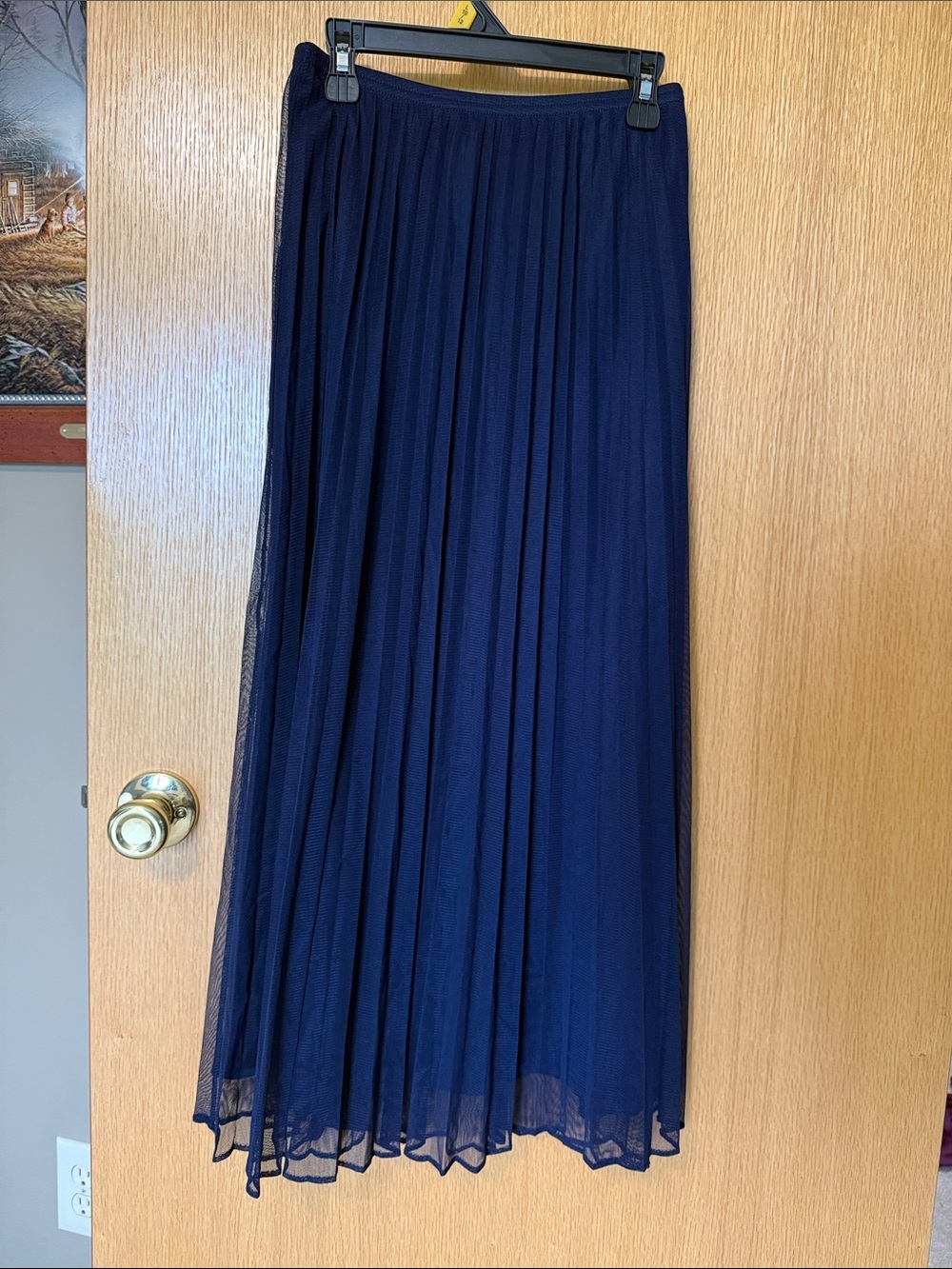 Norton McNaughton Navy Pleated Maxi Skirt